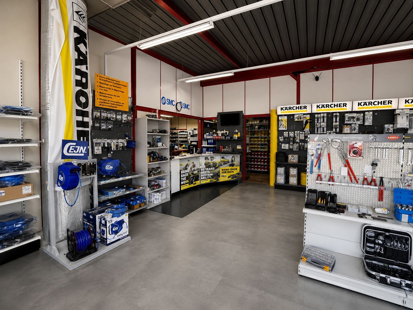Stock de flexibles et raccords hydrauliques au magasin Hydrosystem SA